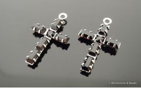Swarovski Baguette Rhinestone Cross Jet 16mm